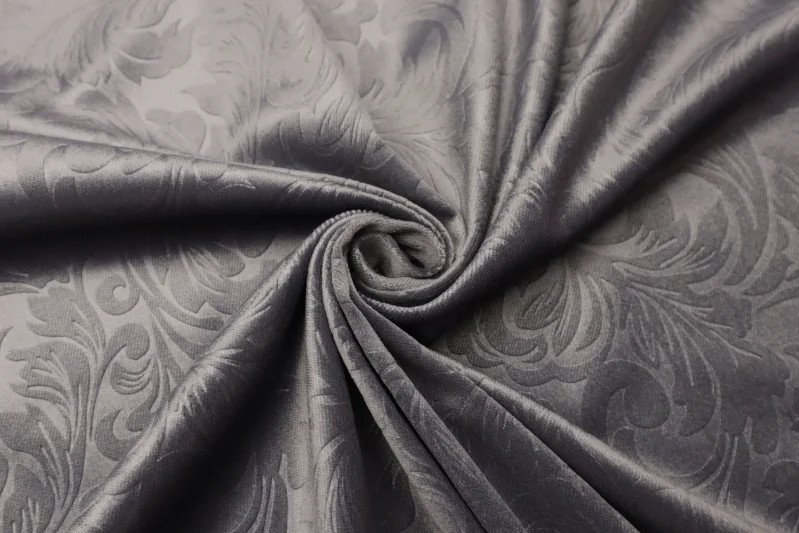 Möbelstoff Weicher Samt Blumenmuster Floral Flower Velvet Velours Bezugsstoff Polsterstoff Chesterfield Dekostoff Blickdicht Soft für Sofa Eckbank Couch Stuhl Premium Modern Edel Blickdicht Dunkelgrau