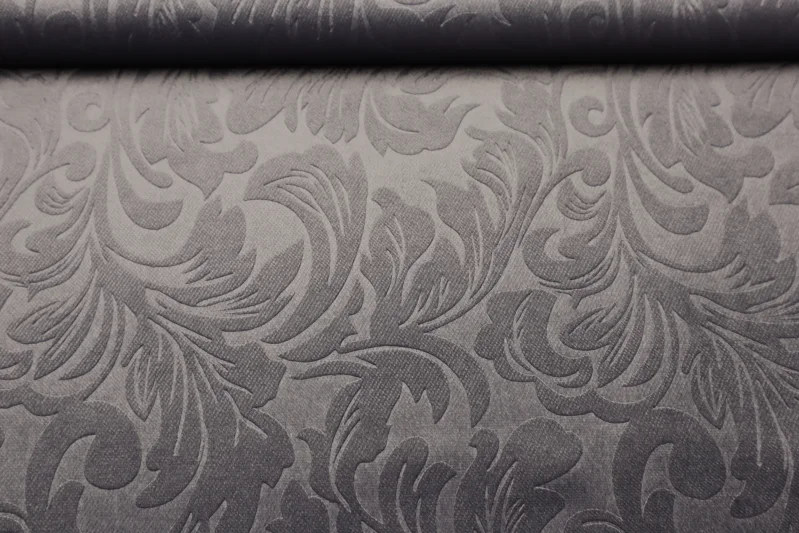 Möbelstoff Weicher Samt Blumenmuster Floral Flower Velvet Velours Bezugsstoff Polsterstoff Chesterfield Dekostoff Blickdicht Soft für Sofa Eckbank Couch Stuhl Premium Modern Edel Blickdicht Dunkelgrau