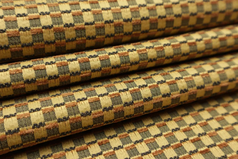 Möbelstoff Retro Designer Polsterstoff Luxus Hochwertiger luxuriös Bezugsstoff Dekostoff für Sofa Eckbank Couch Stuhl Premium Chesterfield Modern Edel Elegant merhfarbig Multicolour Anthrazit Schwarz Oker Tara
