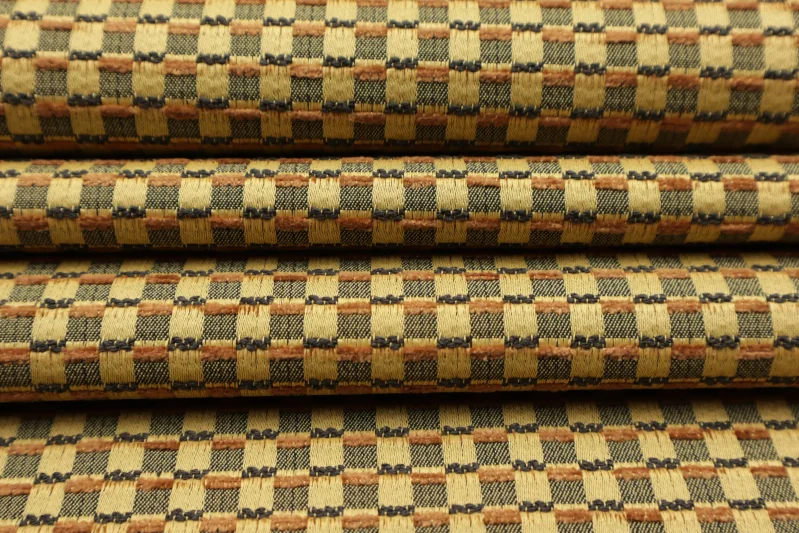 Möbelstoff Retro Designer Polsterstoff Luxus Hochwertiger luxuriös Bezugsstoff Dekostoff für Sofa Eckbank Couch Stuhl Premium Chesterfield Modern Edel Elegant merhfarbig Multicolour Anthrazit Schwarz Oker Tara