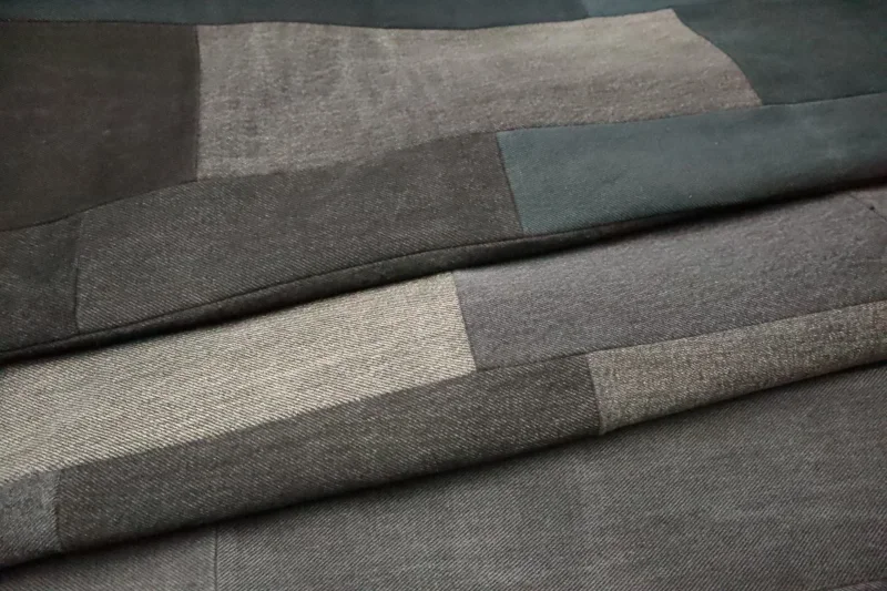 Möbelstoff Jeans 100% Baumwolle Bezugsstoff Polsterstoff Patchwork-Optik für Nähen Sofa Couch Sessel Eckbank Edel luxuriös luxus Naturfaser Baumwollstoff Stoff Jeansstoff