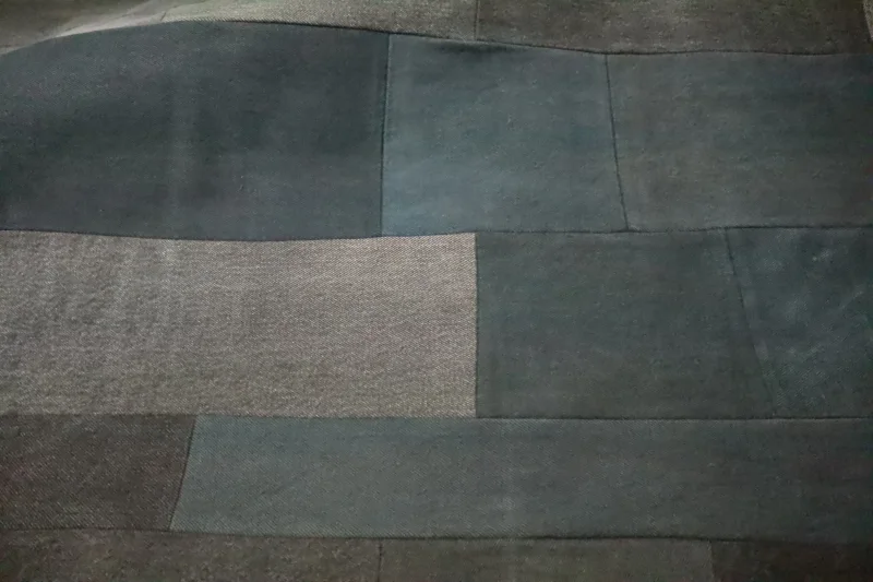Möbelstoff Jeans 100% Baumwolle Bezugsstoff Polsterstoff Patchwork-Optik für Nähen Sofa Couch Sessel Eckbank Edel luxuriös luxus Naturfaser Baumwollstoff Stoff Jeansstoff