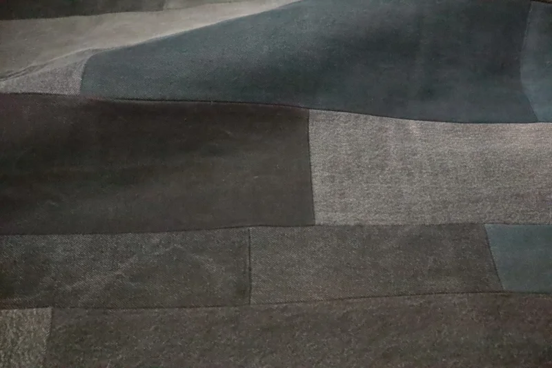 Möbelstoff Jeans 100% Baumwolle Bezugsstoff Polsterstoff Patchwork-Optik für Nähen Sofa Couch Sessel Eckbank Edel luxuriös luxus Naturfaser Baumwollstoff Stoff Jeansstoff