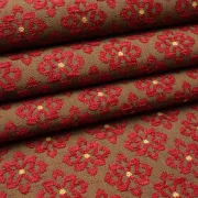Luxus Möbelstoff Polsterstoff Dekostoff Blumenmuster Designer Hochwertiger luxuriös Bezugsstoff Dekostoff für Sofa Eckbank Couch Stuhl Premium Chesterfield Modern Edel Elegant Rot Mokka Ocker