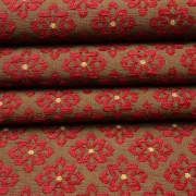 Luxus Möbelstoff Polsterstoff Dekostoff Blumenmuster Designer Hochwertiger luxuriös Bezugsstoff Dekostoff für Sofa Eckbank Couch Stuhl Premium Chesterfield Modern Edel Elegant Rot Mokka Ocker